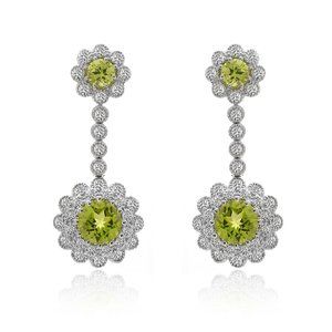 4.99 Carat Diamond & Peridot Drop Earrings